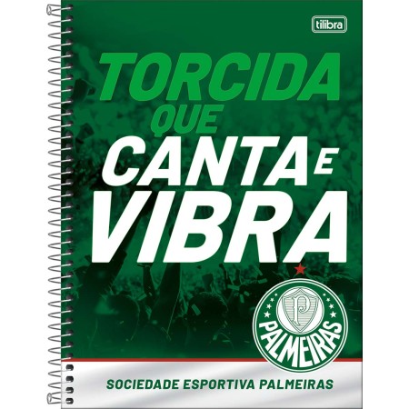 Foto ilustrativa Caderno Espiral Capa Dura Universitário 10 Matérias Palmeiras 160 Folhas