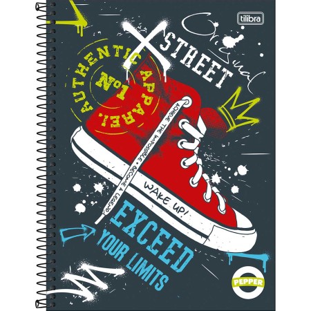 Foto ilustrativa Caderno Espiral Capa Dura Universitário 10 Matérias Pepper Masculino 160 Folhas