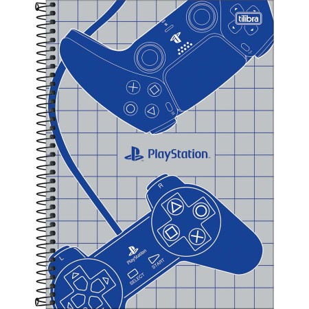 Foto ilustrativa Caderno Espiral Capa Dura Universitário 10 Matérias PlayStation 160 Folhas