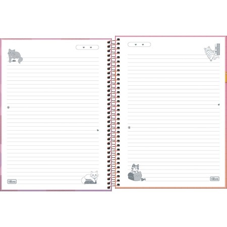 Foto ilustrativa Caderno Espiral Capa Dura Universitário 10 Matérias Purrfect Cats 160 Folhas