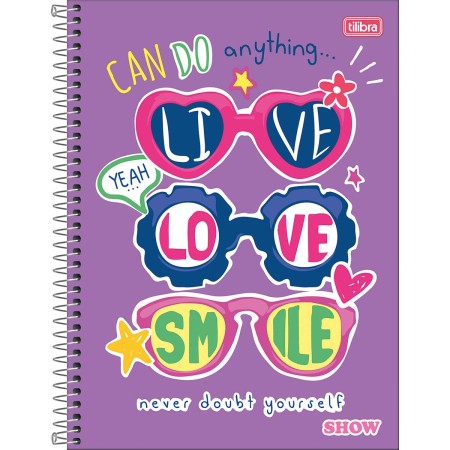 Foto ilustrativa Caderno Espiral Capa Dura Universitário 10 Matérias Show Feminino 160 Folhas