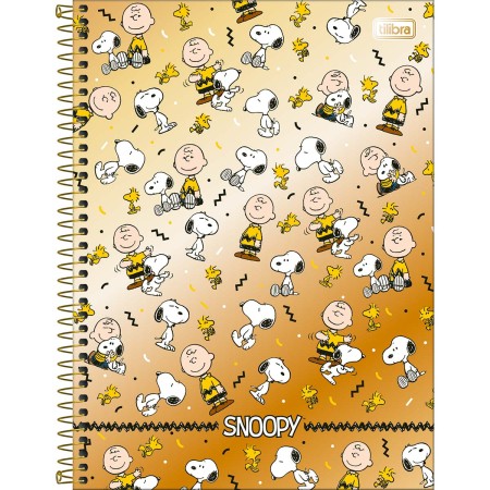 Foto ilustrativa Caderno Espiral Capa Dura Universitário 10 Matérias Snoopy Core 160 Folhas