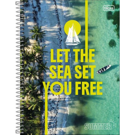 Foto ilustrativa Caderno Espiral Capa Dura Universitário 10 Matérias Summer 160 Folhas
