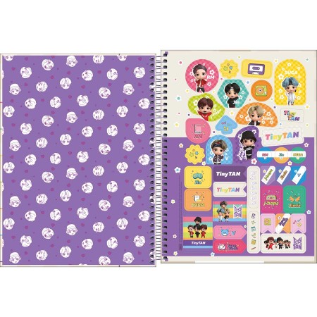 Foto ilustrativa Caderno Espiral Capa Dura Universitário 10 Matérias TinyTAN 160 Folhas