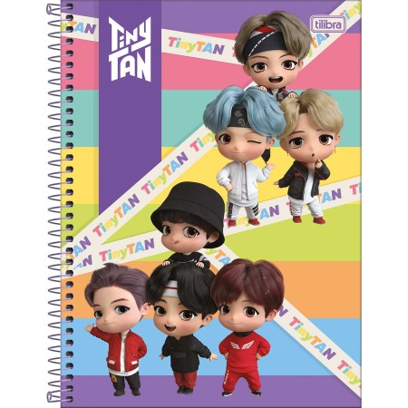 Foto ilustrativa Caderno Espiral Capa Dura Universitário 10 Matérias TinyTAN 160 Folhas