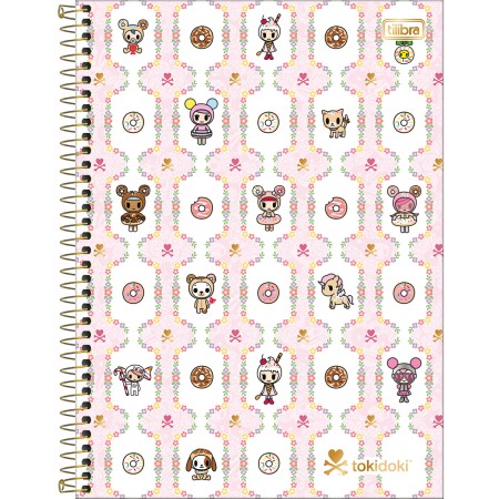 Foto ilustrativa Caderno Espiral Capa Dura Universitário 10 Matérias Tokidoki Donutella 160 Folhas