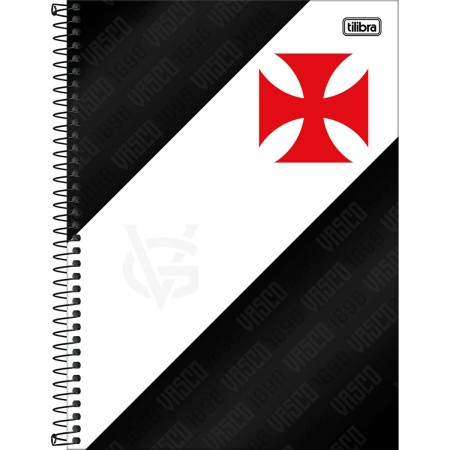 Foto ilustrativa Caderno Espiral Capa Dura Universitário 10 Matérias Vasco 160 Folhas