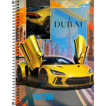 Foto ilustrativa Caderno Espiral Capa Dura Universitário 10 Matérias X-Racing 160 Folhas