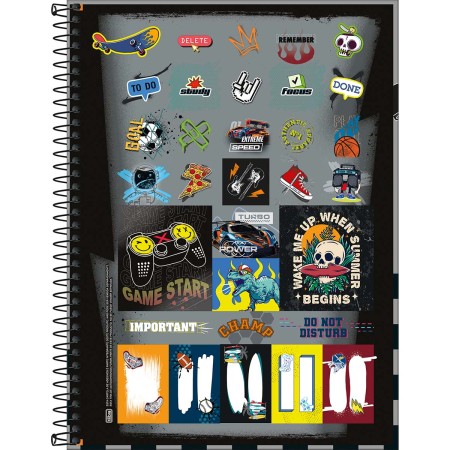 Foto ilustrativa Caderno Espiral Capa Dura Universitário 12 Matérias Like+ Masculino 240 Folhas