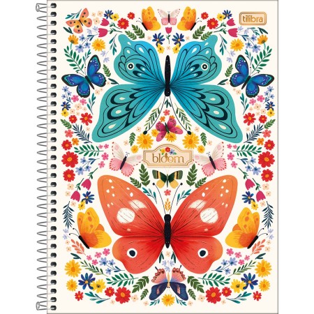 Foto ilustrativa Caderno Espiral Capa Dura Universitário 15 Matérias Bloom 240 Folhas