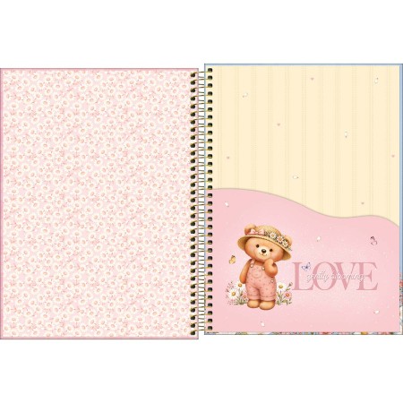 Foto ilustrativa Caderno Espiral Capa Dura Universitário 15 Matérias Love Bears 240 Folhas