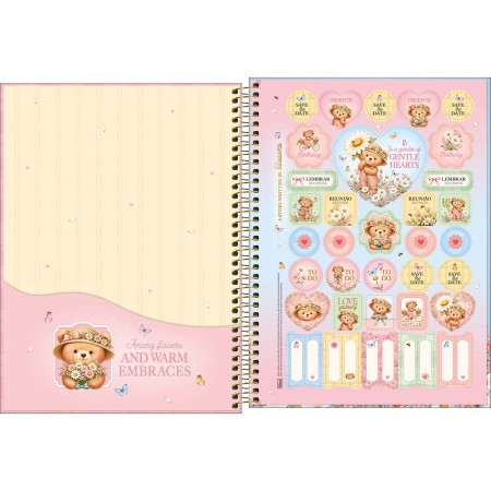 Foto ilustrativa Caderno Espiral Capa Dura Universitário 15 Matérias Love Bears 240 Folhas