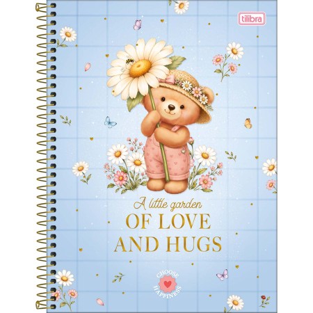 Foto ilustrativa Caderno Espiral Capa Dura Universitário 15 Matérias Love Bears 240 Folhas