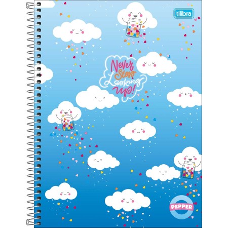 Foto ilustrativa Caderno Espiral Capa Dura Universitário 15 Matérias Pepper Feminino 240 Folhas