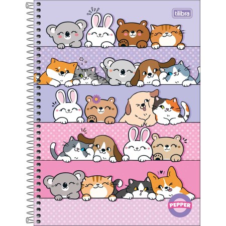 Foto ilustrativa Caderno Espiral Capa Dura Universitário 15 Matérias Pepper Feminino 240 Folhas