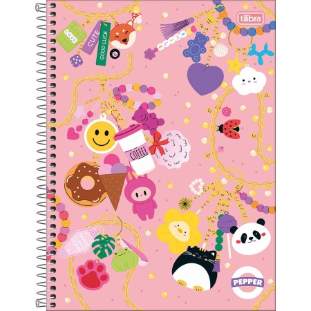 Foto ilustrativa Caderno Espiral Capa Dura Universitário 15 Matérias Pepper Feminino 240 Folhas