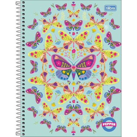 Foto ilustrativa Caderno Espiral Capa Dura Universitário 15 Matérias Pepper Feminino 240 Folhas
