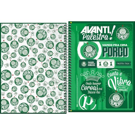 Foto ilustrativa Caderno Espiral Capa Dura Universitário 16 Matérias Palmeiras 256 Folhas