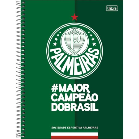 Foto ilustrativa Caderno Espiral Capa Dura Universitário 16 Matérias Palmeiras 256 Folhas