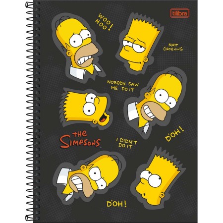 Foto ilustrativa Caderno Espiral Capa Dura Universitário 16 Matérias Simpsons 256 Folhas