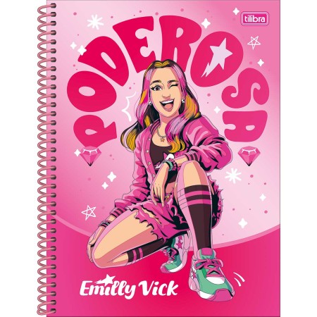 Foto ilustrativa Caderno Espiral Capa Dura Universitário 2 em 1 Emilly Vick 80 Folhas