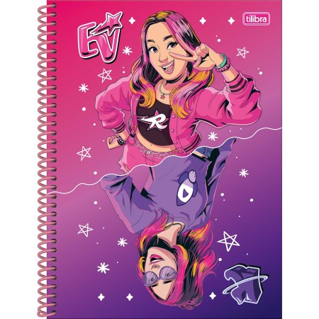 Foto ilustrativa Caderno Espiral Capa Dura Universitário 2 em 1 Emilly Vick 80 Folhas