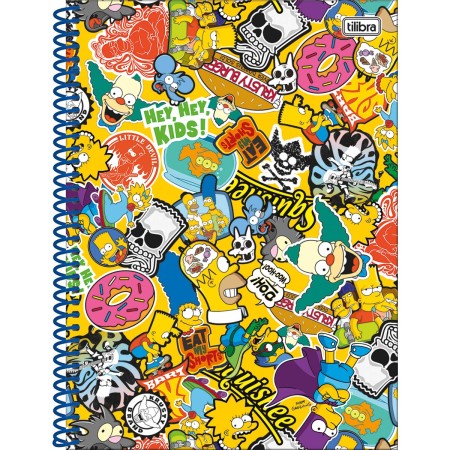 Foto ilustrativa Caderno Espiral Capa Dura Universitário 2 em 1 Simpsons 160 Folhas