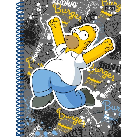 Foto ilustrativa Caderno Espiral Capa Dura Universitário 2 em 1 Simpsons 160 Folhas