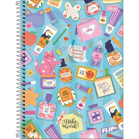 Foto ilustrativa Caderno Espiral Capa Dura Universitário 20 Matérias Flip+ Feminino 400 Folhas 