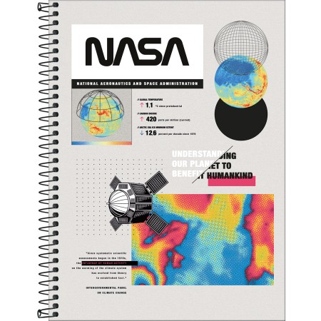 Foto ilustrativa Caderno Espiral Capa Dura Universitário 20 Matérias Nasa 320 Folhas