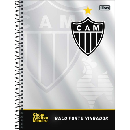 Foto ilustrativa Caderno Espiral Capa Dura Universitário Connect 1 Matéria Atlético Mineiro 80 Folhas.