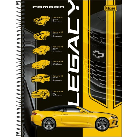 Foto ilustrativa Caderno Espiral Capa Dura Universitário Connect 1 Matéria Camaro e Corvette 80 Folhas
