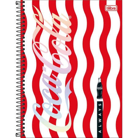 Foto ilustrativa Caderno Espiral Capa Dura Universitário Connect 1 Matéria Coca-Cola 80 Folhas