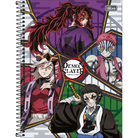 Foto ilustrativa Caderno Espiral Capa Dura Universitário Connect 1 Matéria Demon Slayer 80 Folhas