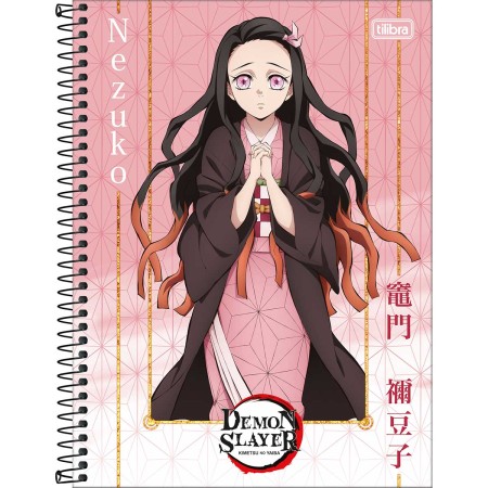 Foto ilustrativa Caderno Espiral Capa Dura Universitário Connect 1 Matéria Demon Slayer 80 Folhas