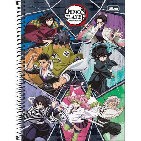 Foto ilustrativa Caderno Espiral Capa Dura Universitário Connect 1 Matéria Demon Slayer 80 Folhas