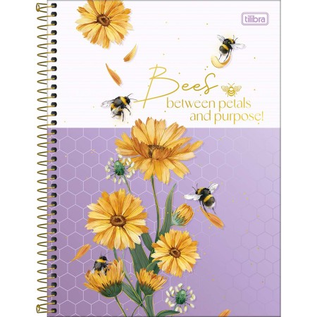 Foto ilustrativa Caderno Espiral Capa Dura Universitário Connect 1 Matéria Honey Bee 80 Folhas