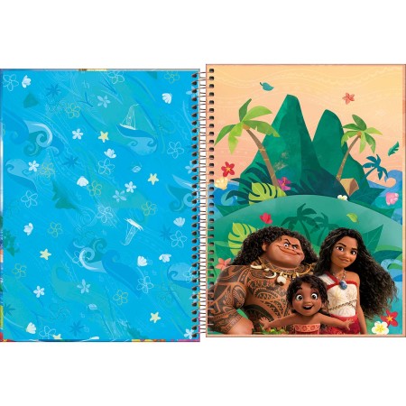 Foto ilustrativa Caderno Espiral Capa Dura Universitário Connect 1 Matéria Moana 80 Folhas