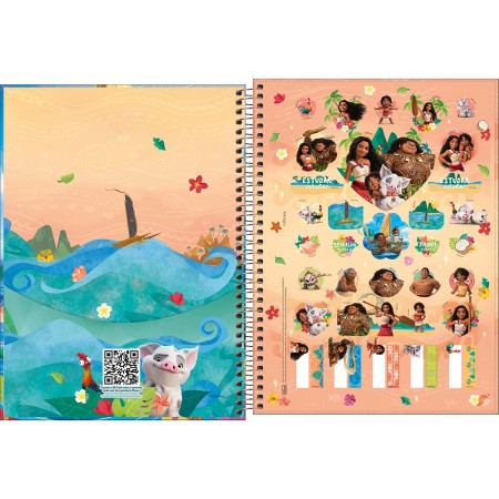 Foto ilustrativa Caderno Espiral Capa Dura Universitário Connect 1 Matéria Moana 80 Folhas