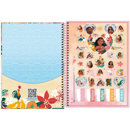 Foto ilustrativa Caderno Espiral Capa Dura Universitário Connect 1 Matéria Moana 80 Folhas