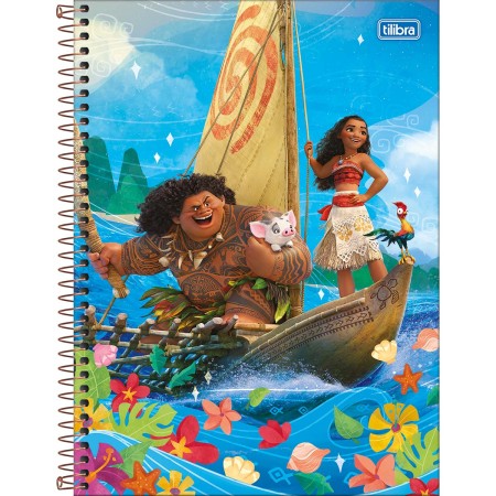 Foto ilustrativa Caderno Espiral Capa Dura Universitário Connect 1 Matéria Moana 80 Folhas
