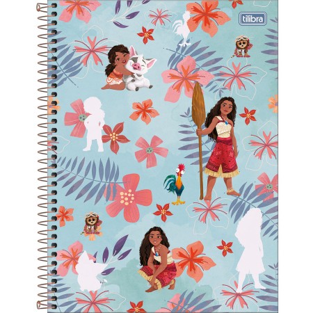 Foto ilustrativa Caderno Espiral Capa Dura Universitário Connect 1 Matéria Moana 80 Folhas