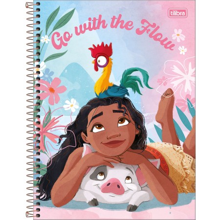 Foto ilustrativa Caderno Espiral Capa Dura Universitário Connect 1 Matéria Moana 80 Folhas