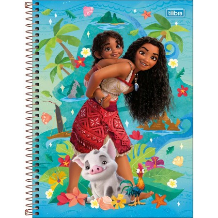Foto ilustrativa Caderno Espiral Capa Dura Universitário Connect 1 Matéria Moana 80 Folhas