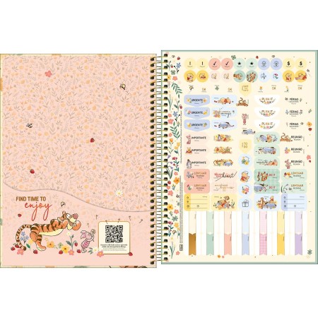 Foto ilustrativa Caderno Espiral Capa Dura Universitário Connect 1 Matéria Pooh 80 Folhas