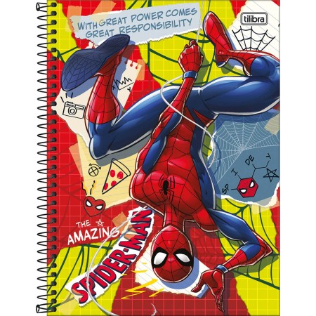 Foto ilustrativa Caderno Espiral Capa Dura Universitário Connect 1 Matéria Spider-Man 80 Folhas
