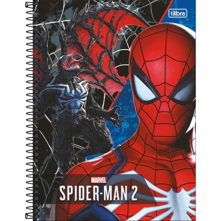 Foto ilustrativa Caderno Espiral Capa Dura Universitário Connect 1 Matéria Spider-Man Game 80 Folhas