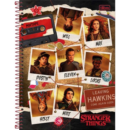Foto ilustrativa Caderno Espiral Capa Dura Universitário Connect 1 Matéria Stranger Things 80 Folhas