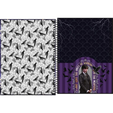 Foto ilustrativa Caderno Espiral Capa Dura Universitário Connect 1 Matéria Wandinha 80 Folhas