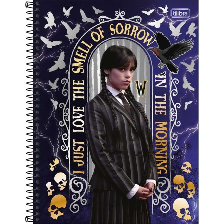 Foto ilustrativa Caderno Espiral Capa Dura Universitário Connect 1 Matéria Wandinha 80 Folhas